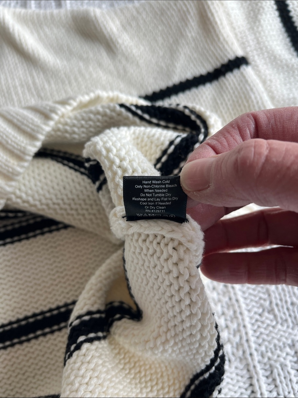 Jenni Kayne  Chloe Striped Cotton Crewneck Sweater in Ivory Black Sz M - Picture 7 of 10